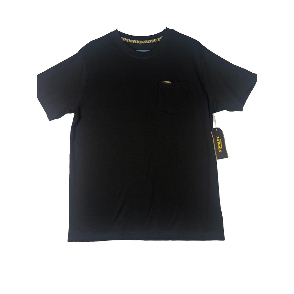 Stanley Men's Large Black Pocket T-Shirt NWT Cotton Blend Short Sleeve Work Tee